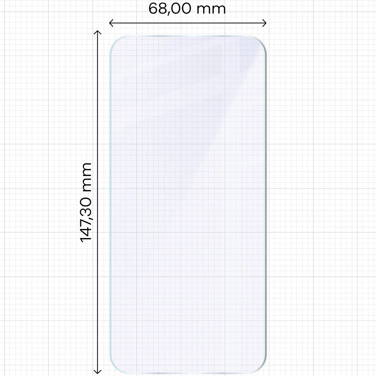 Miarka z wymiarami szkła hybrydowego Bizon Glass Mule do Oppo Reno 15 Pro