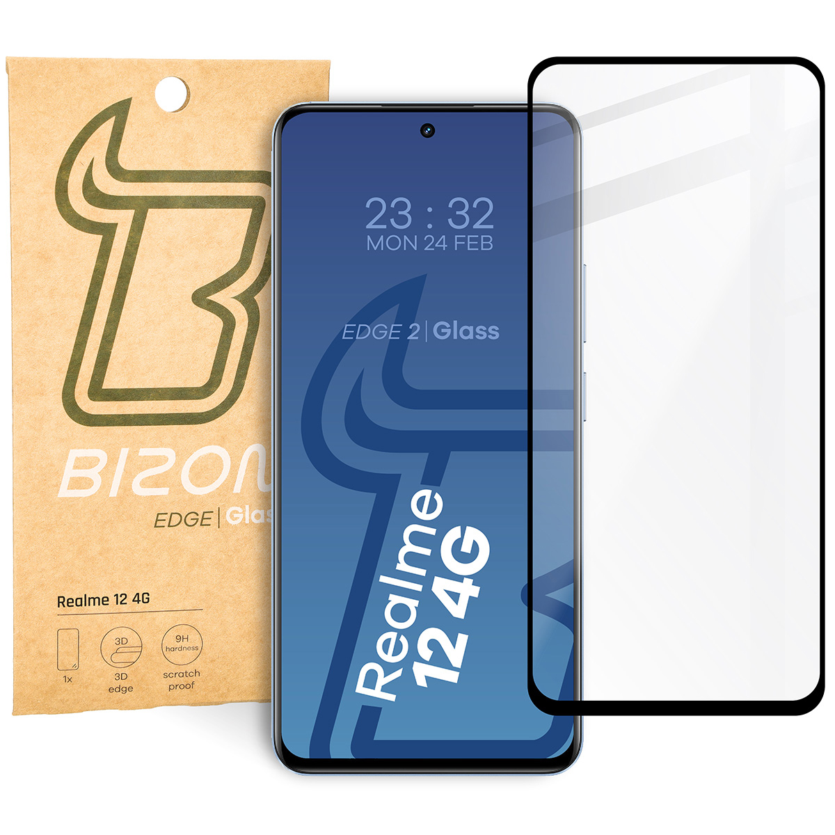 Szkło hartowane Bizon Glass Edge 2 do Realme 12 4G, czarna ramka