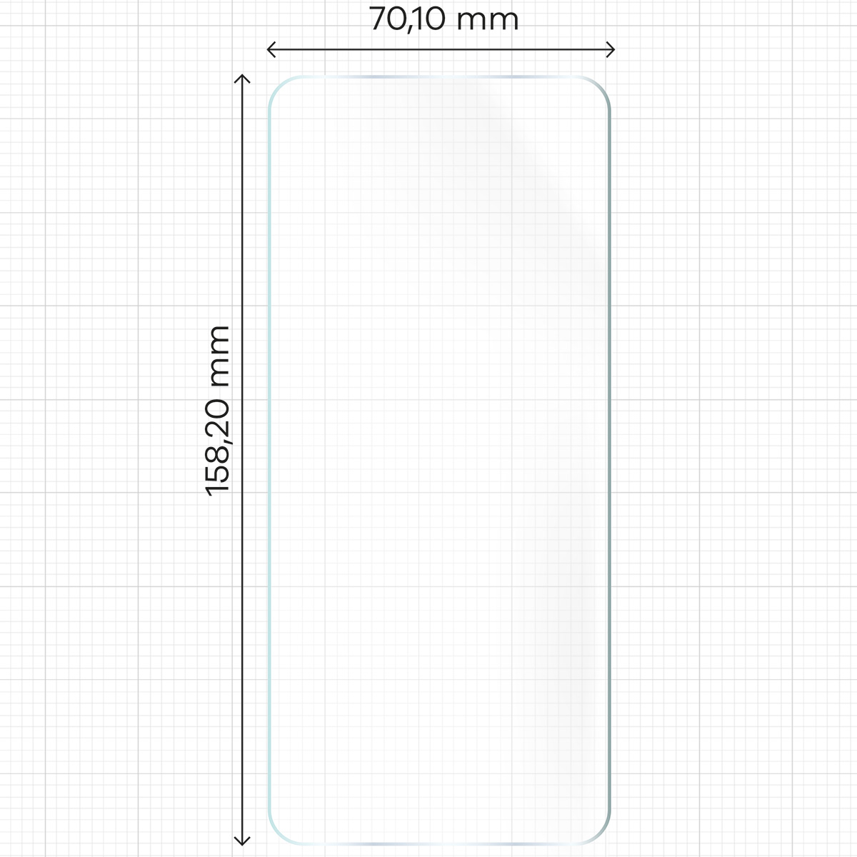 Wymiary dla folii hydrożelowej na ekran Bizon Glass Hydrogel Front