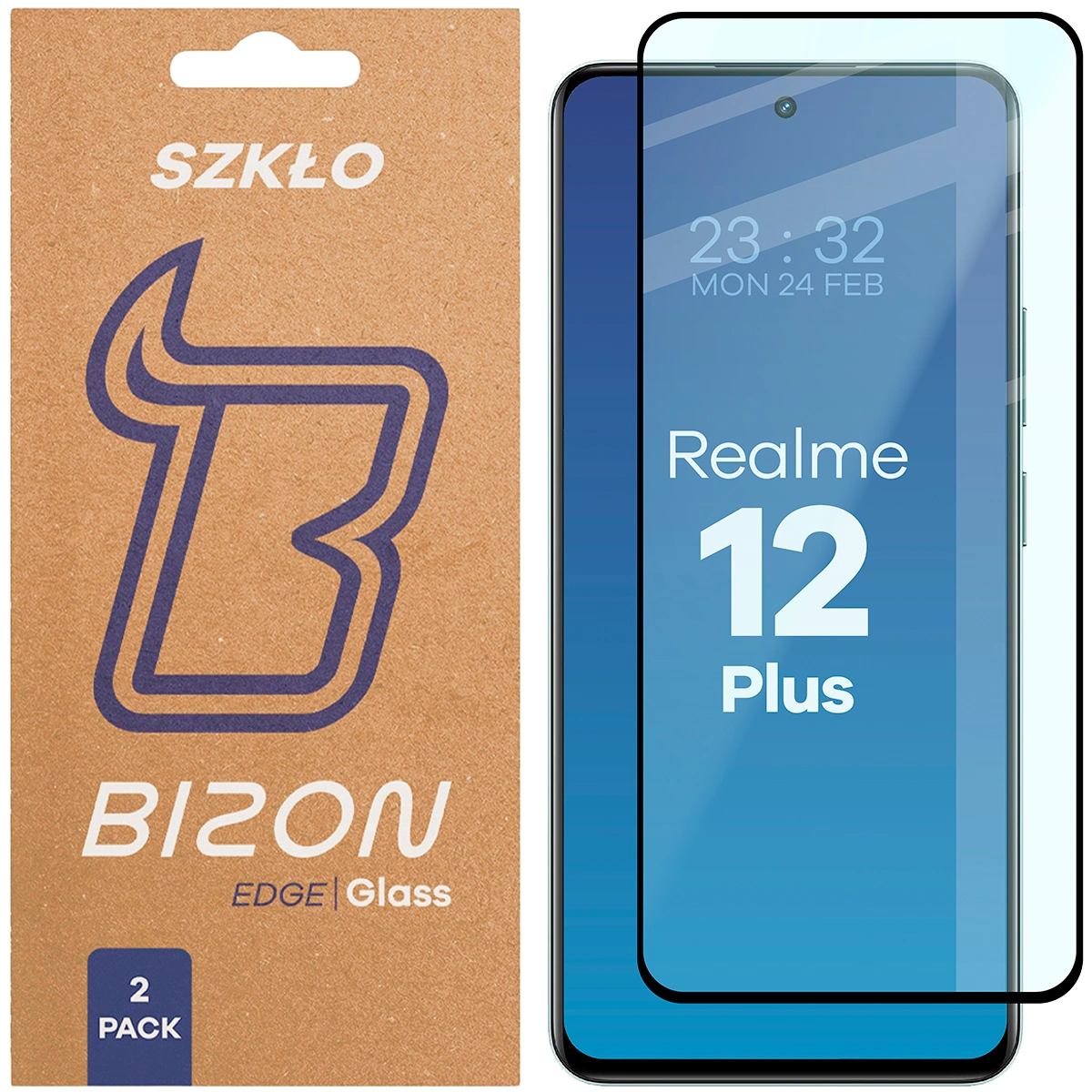 Szkło hartowane na cały ekran Bizon Glass Edge Duo dla Realme 12 Plus