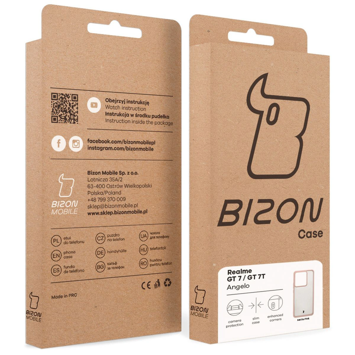 Cutie din carton Bizon Case cu eticheta dedicată pentru Realme GT 7 / Realme GT 7T