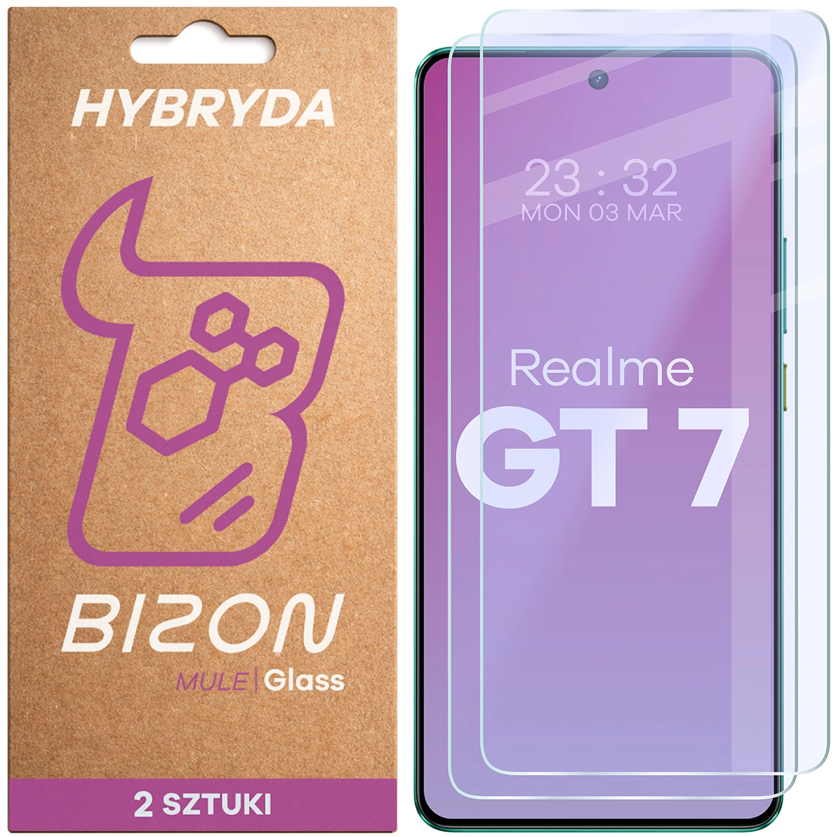Elastyczne szkło hybrydowe Bizon Glass Mule Duo do Realme GT 7, 2 sztuki