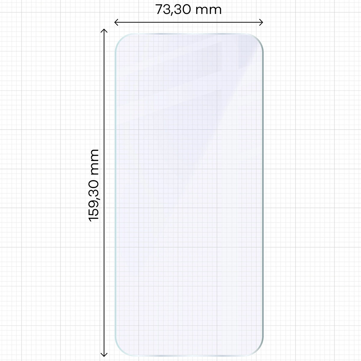 Miarka z wymiarami szkła hybrydowego Bizon Glass Mule do Realme GT 8 Pro