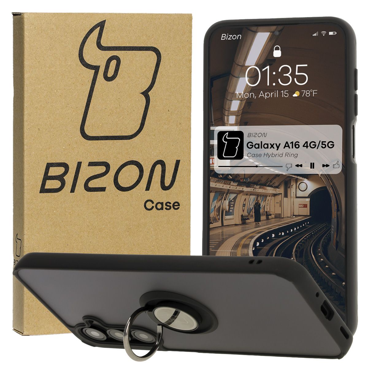 Etui z uchwytem na palec Bizon Case Hybrd Ring do Samsung Galaxy A16 4G/5G