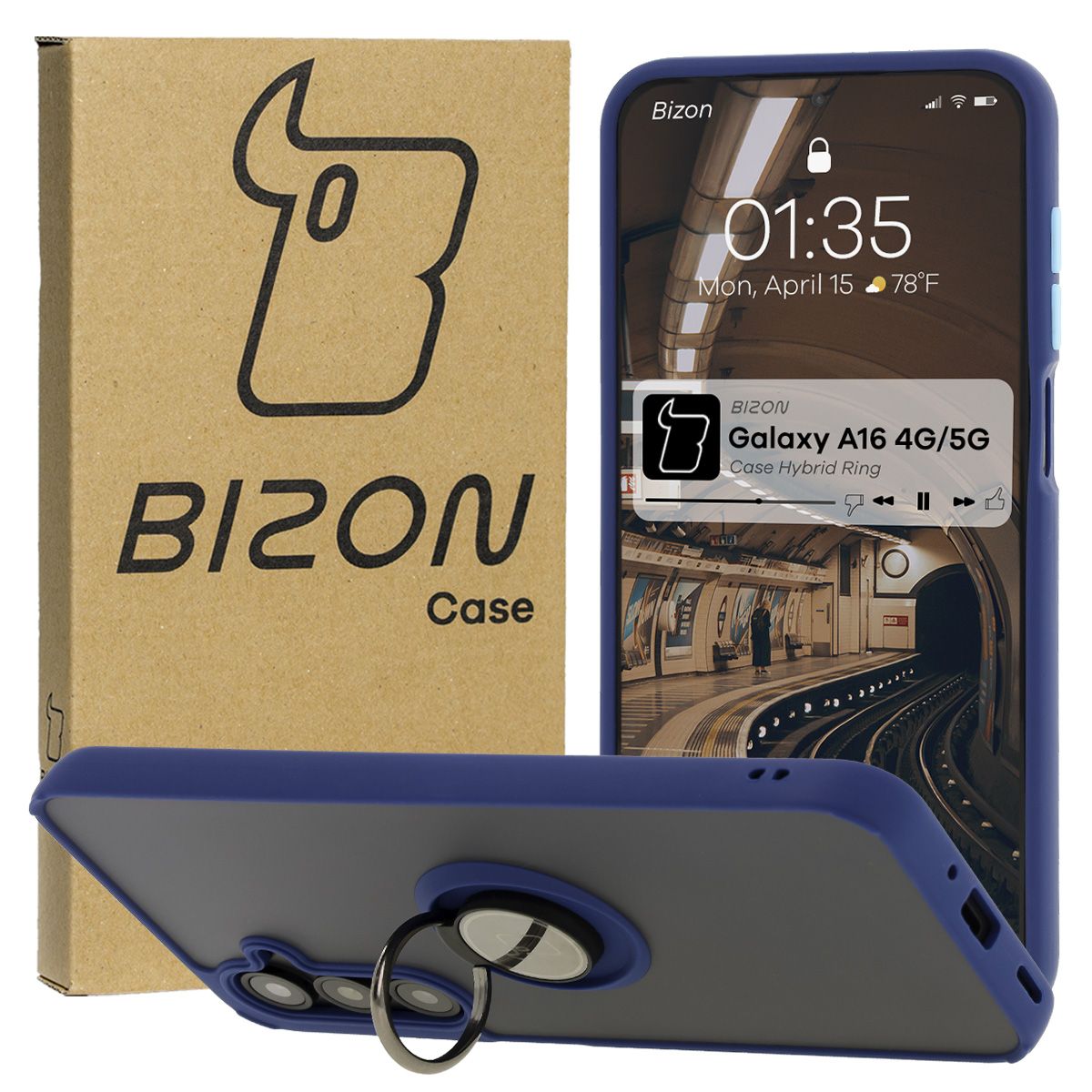 Etui z uchwytem na palec Bizon Case Hybrd Ring do Samsung Galaxy A16 4G/5G