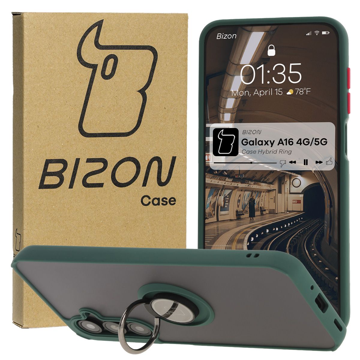 Etui z uchwytem na palec Bizon Case Hybrd Ring do Samsung Galaxy A16 4G/5G