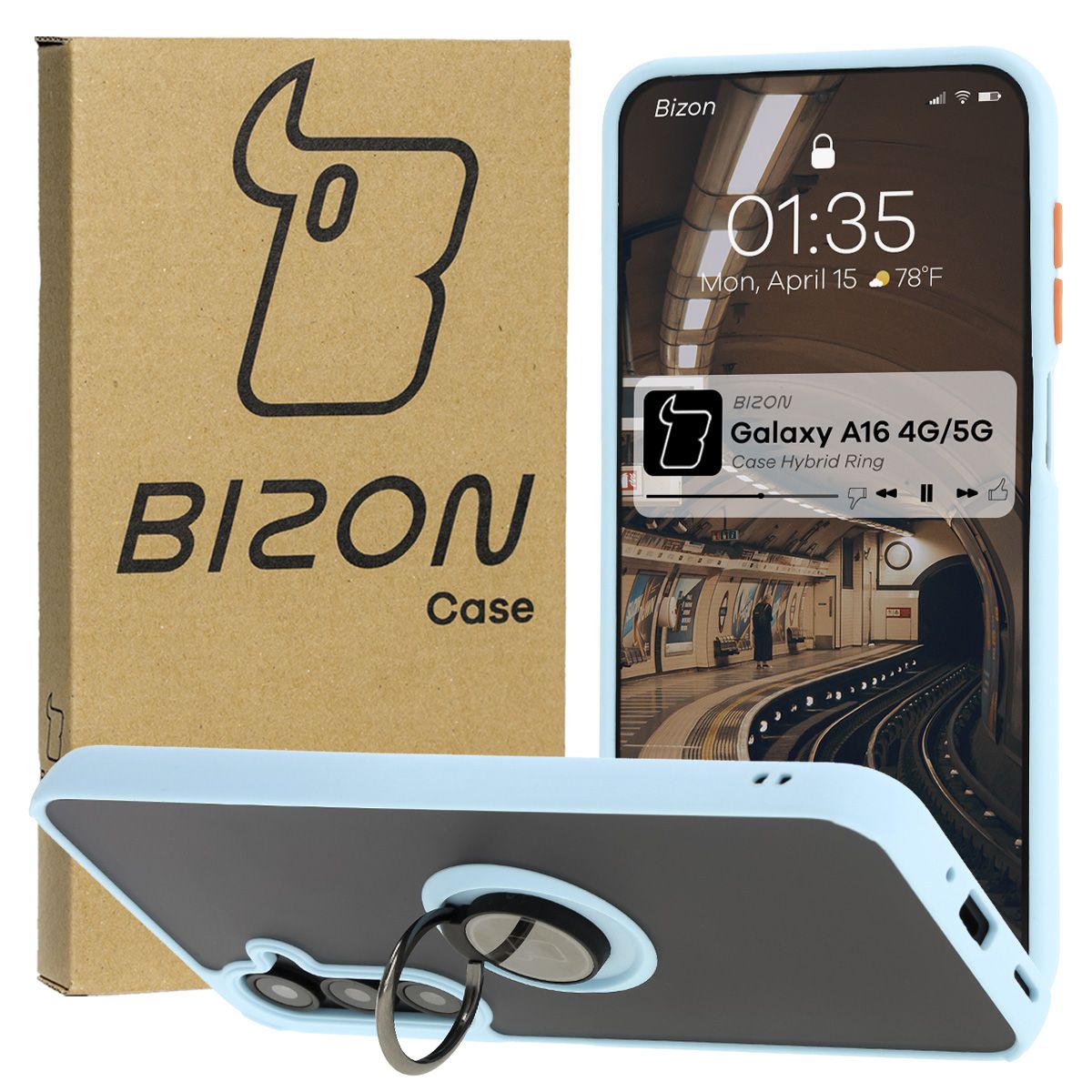 Etui z uchwytem na palec Bizon Case Hybrd Ring do Samsung Galaxy A16 4G/5G