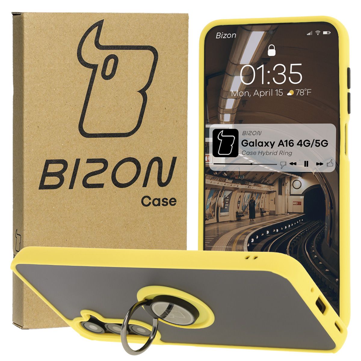 Etui z uchwytem na palec Bizon Case Hybrd Ring do Samsung Galaxy A16 4G/5G