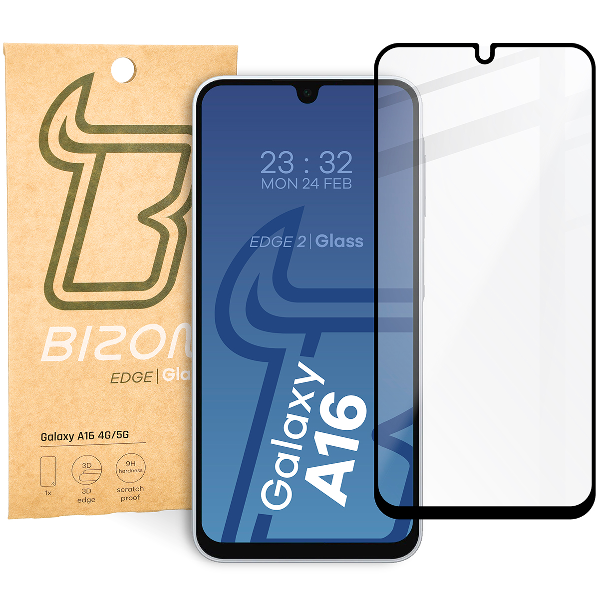 Szkło hartowane Bizon Glass Edge 2 do Samsung Galaxy A16 4G/5G, czarna ramka