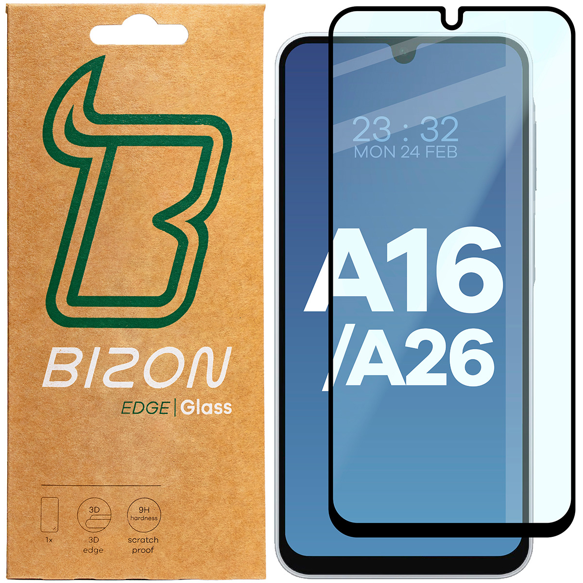 Szkło hartowane Bizon Glass Edge 2 do Samsung Galaxy A16 4G/5G, czarna ramka