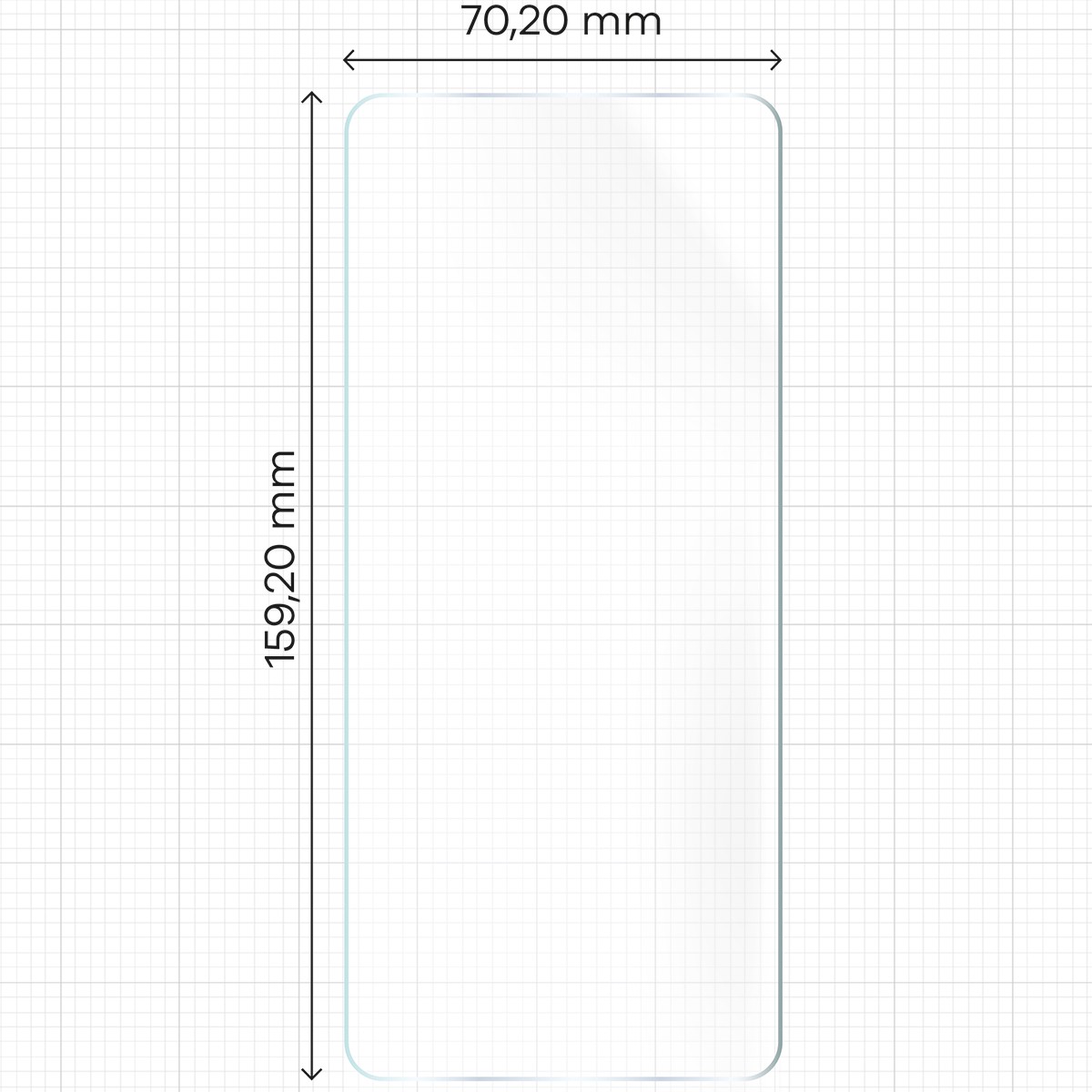 Wymiary dla folii hydrożelowej na ekran Bizon Glass Hydrogel Front