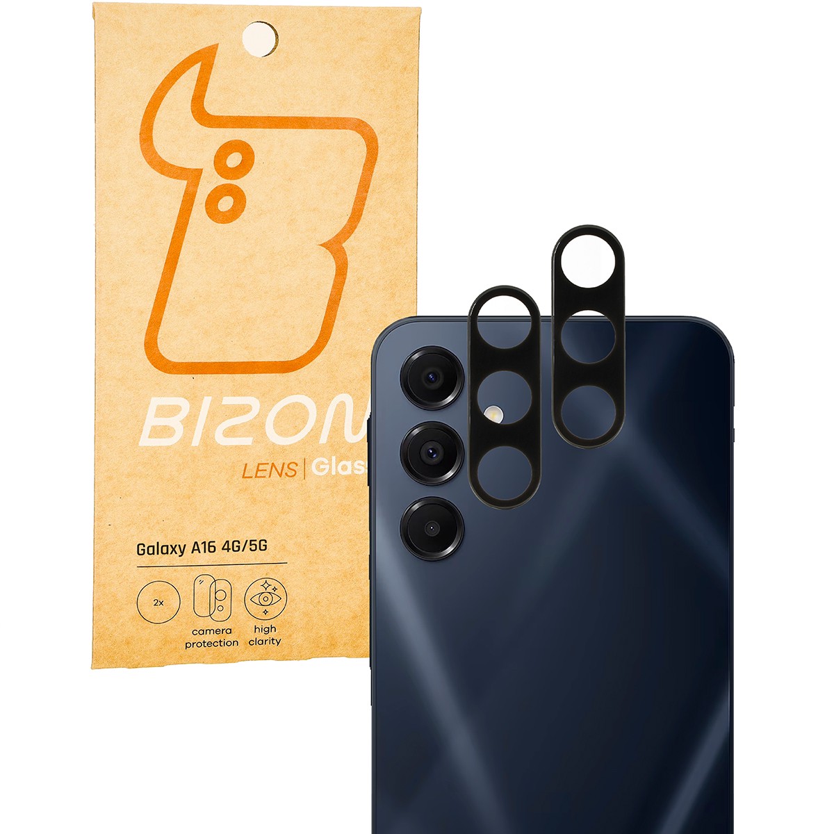 Szkło na aparat telefonu Bizon Glass Lens do Galaxy A16 4G/5G, 2 sztuki