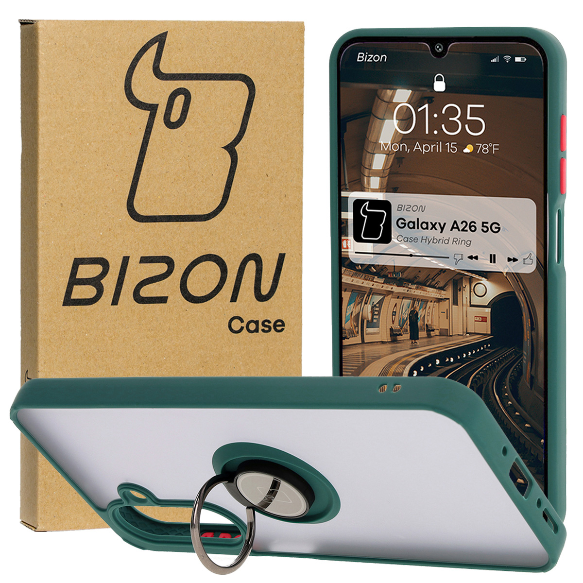 Etui z uchwytem na palec Bizon Case Hybrd Ring do Samsung Galaxy A26 5G