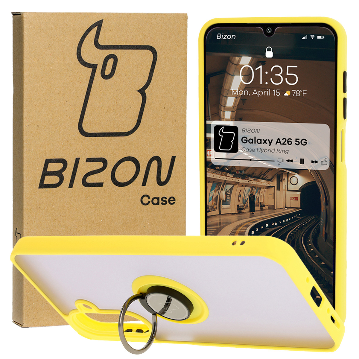 Etui z uchwytem na palec Bizon Case Hybrd Ring do Samsung Galaxy A26 5G