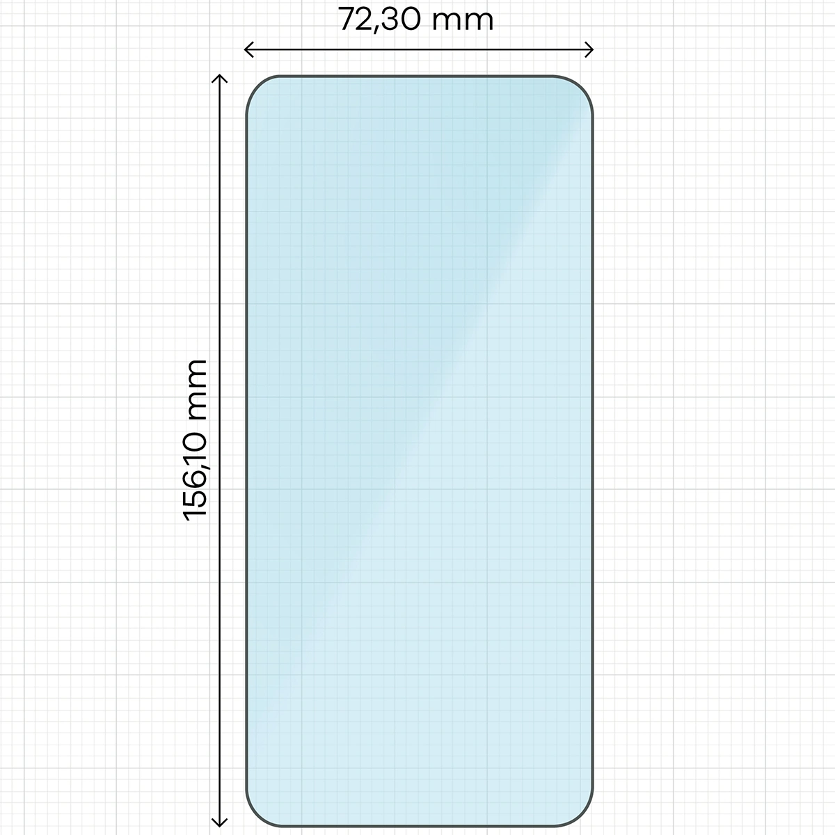 Miarka z wymiarami szkła hartowanego Bizon Smart Glass do Galaxy A36 5G