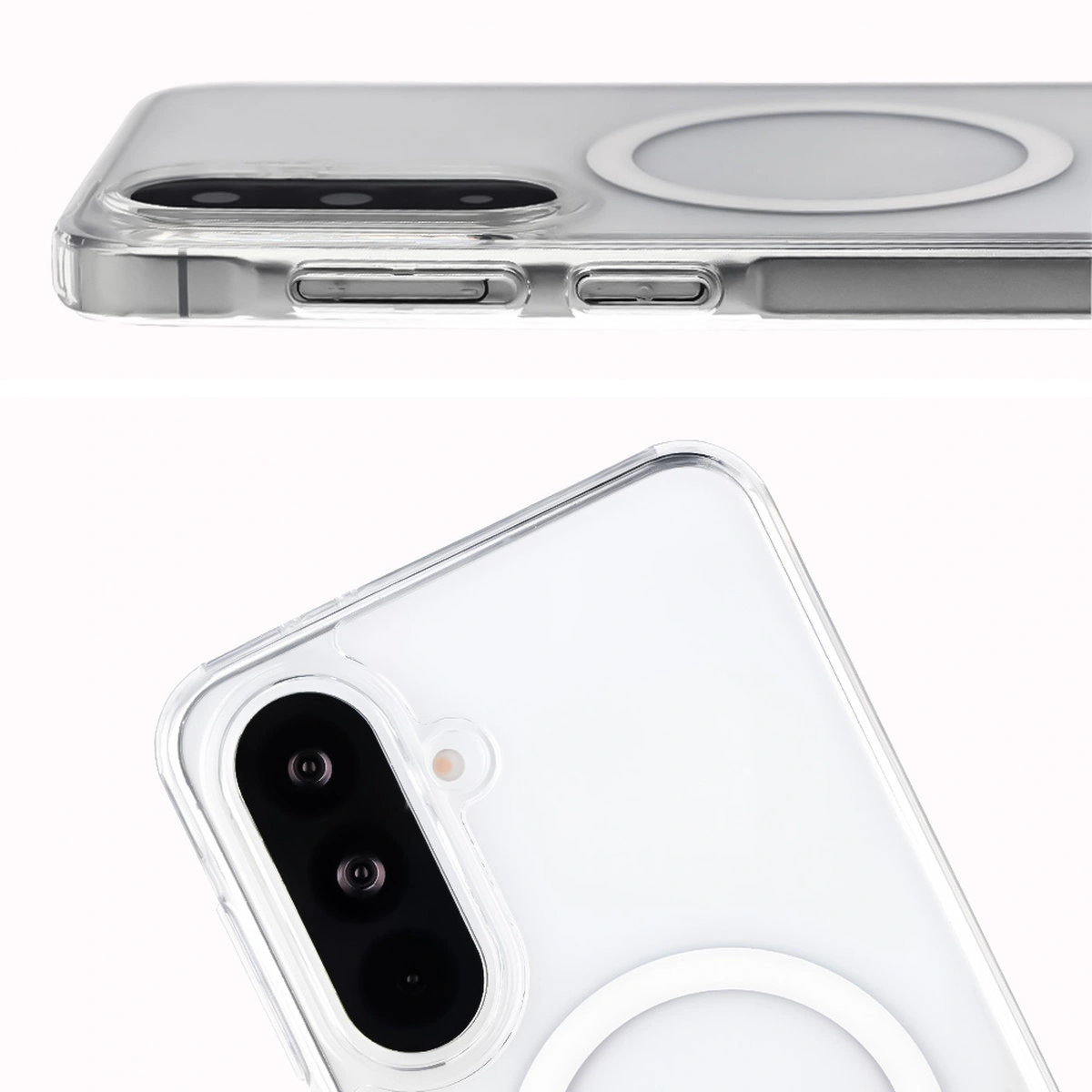 Pełne wycięcie i podwyższone krawędzie aparatu w etui Bizon Case CrystalO do Samsung Galaxy A37 5G / Samsung Galaxy A36 5G