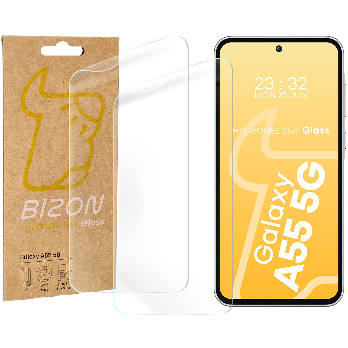 Folia matowa na ekran Bizon Glass Hydrogel Sun do Galaxy A55 5G, 2 sztuki