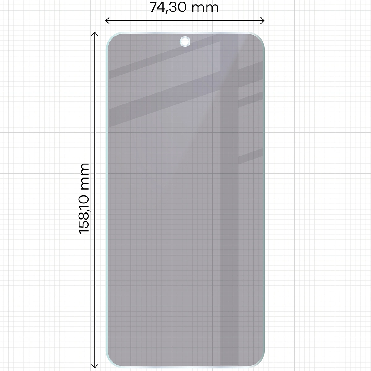 Wymiary szkła Bizon Glass Mule Shadow do Samsung Galaxy A55 5G