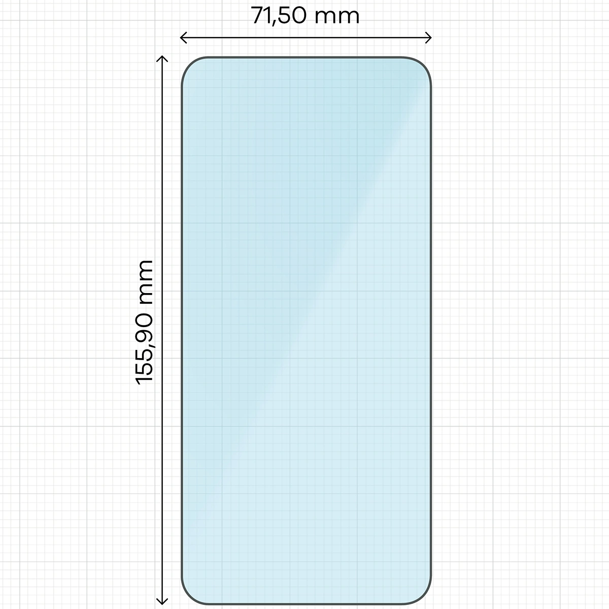 Miarka z wymiarami szkła hartowanego Bizon Smart Glass do Galaxy A55 5G
