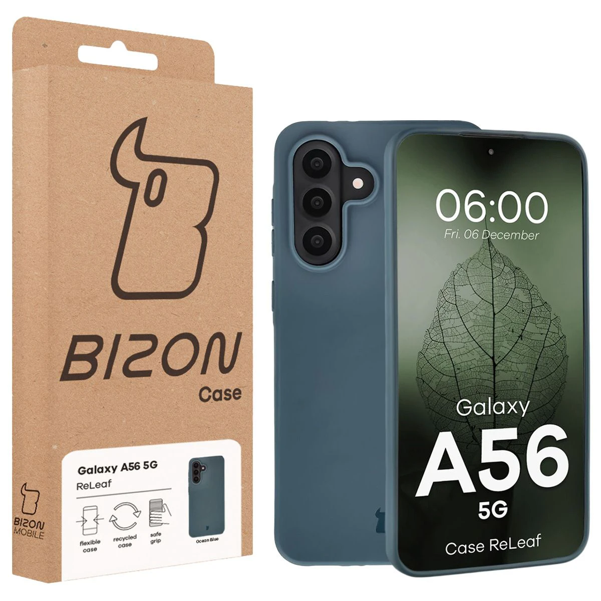 Przód pudełka Bizon Case z dedykowaną etykietą do Samsung Galaxy A56 5G