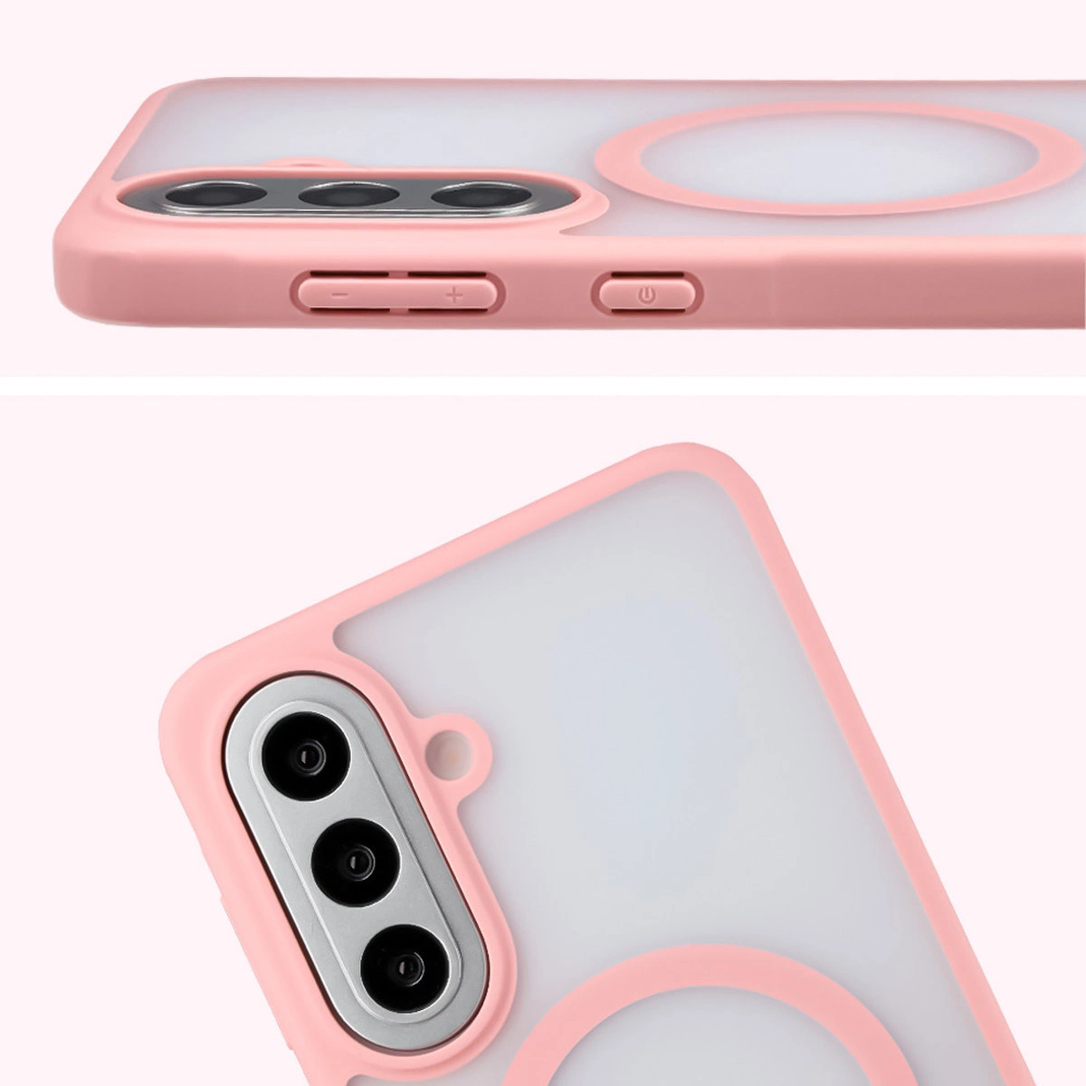 Pełne wycięcie i podwyższone krawędzie aparatu w etui Bizon Case MatteO do Samsung Galaxy A57 5G