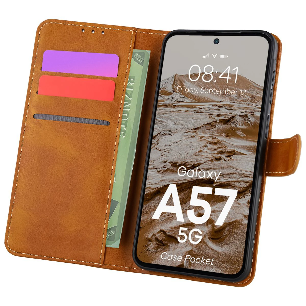 Etui z klapką z miejscem na karty Bizon Case Pocket do Samsung Galaxy A57 5G