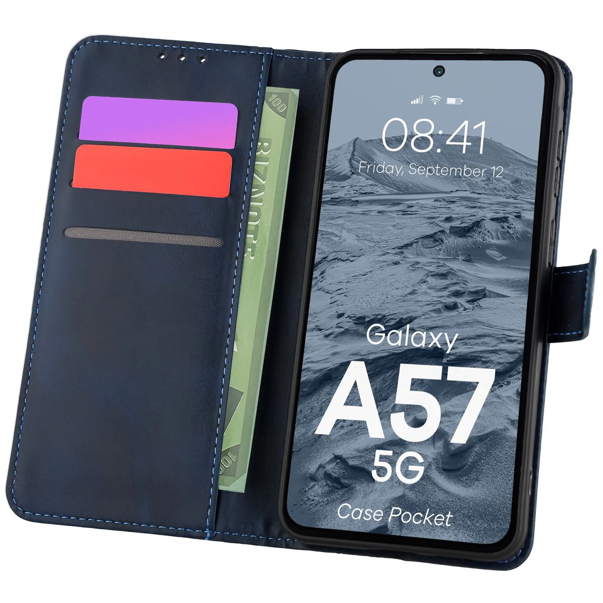 Etui z klapką z miejscem na karty Bizon Case Pocket do Samsung Galaxy A57 5G