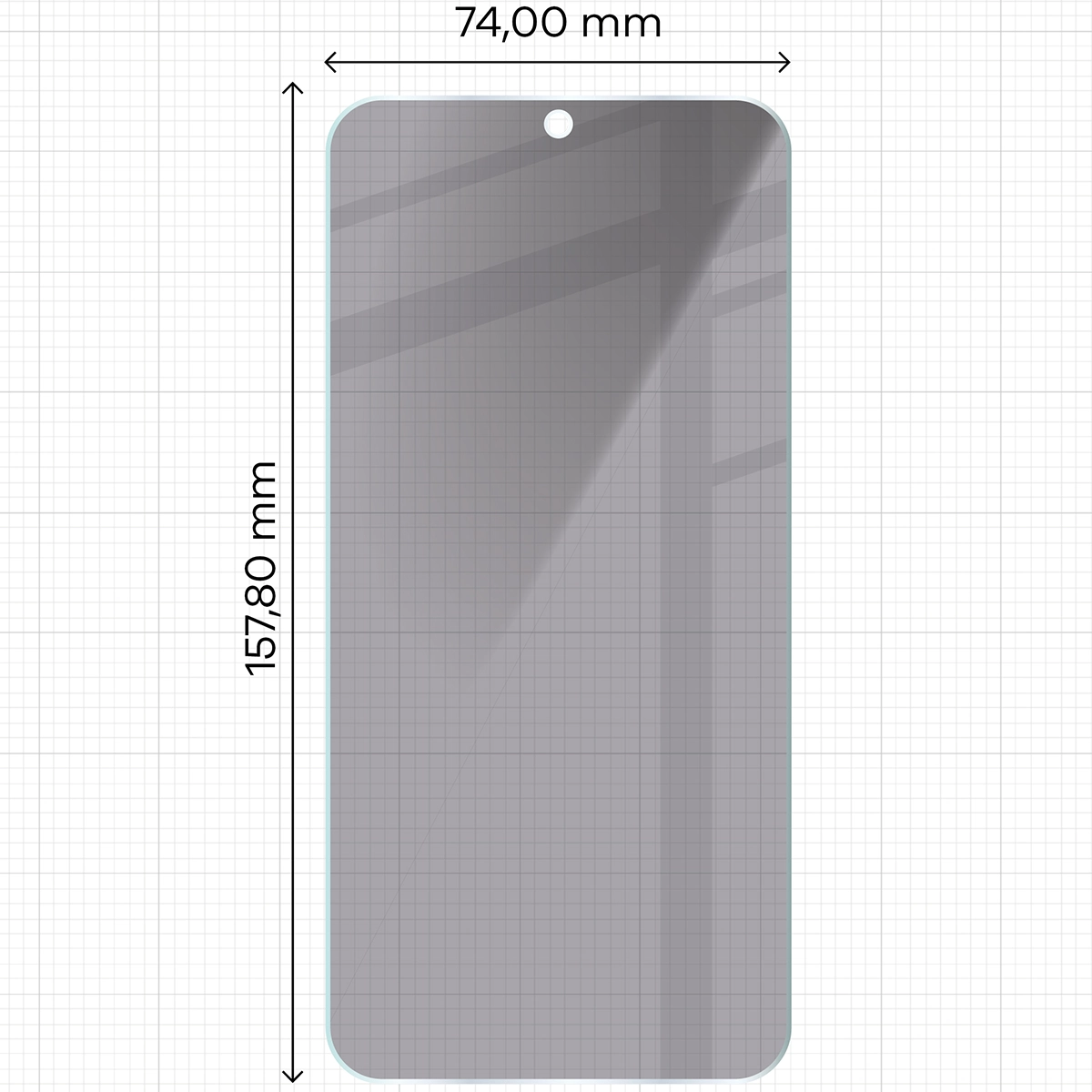 Miarka z wymiarami szkła Bizon Glass Clear Shadow Duo do Samsung Galaxy M35 5G / Samsung Galaxy A35 5G / Samsung Galaxy A55 5G