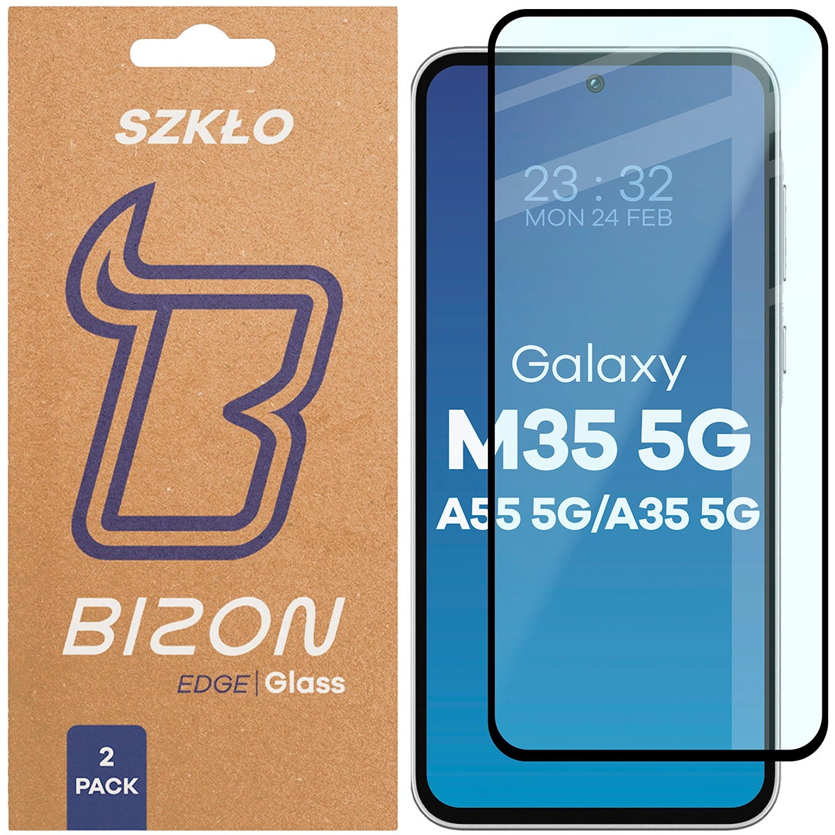 Szkło hartowane na cały ekran Bizon Glass Edge Duo dla Samsung Galaxy M35 5G / Samsung Galaxy A35 5G / Samsung Galaxy A55 5G