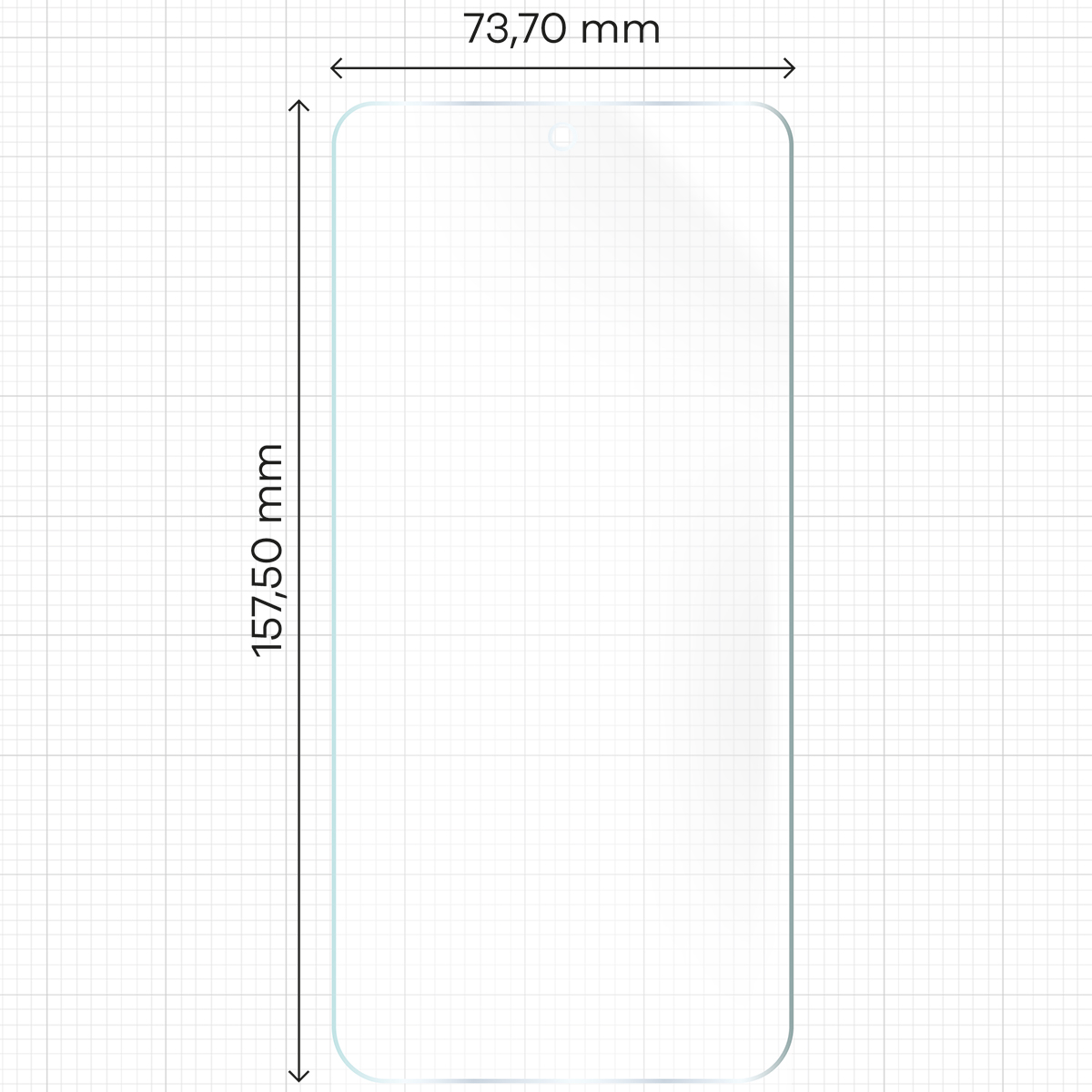 Miarka z wymiarami folii matowej Bizon Glass Hydrogel Sun