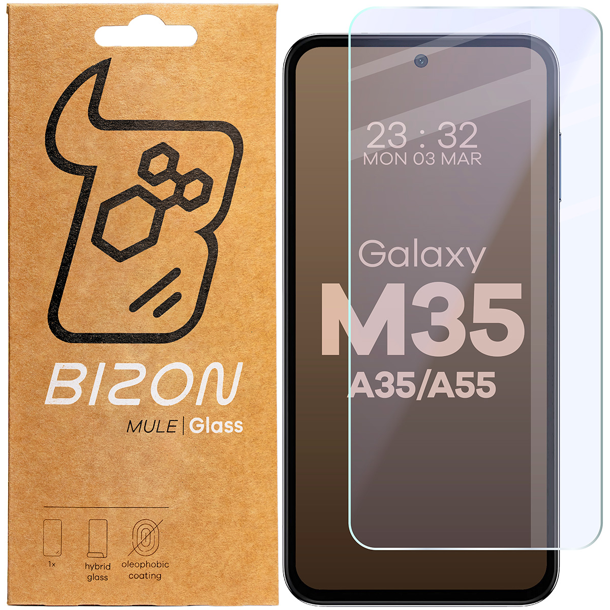 Szkło hybrydowe na ekran Bizon Glass Mule do Galaxy M35 5G / A35 5G / A55 5G