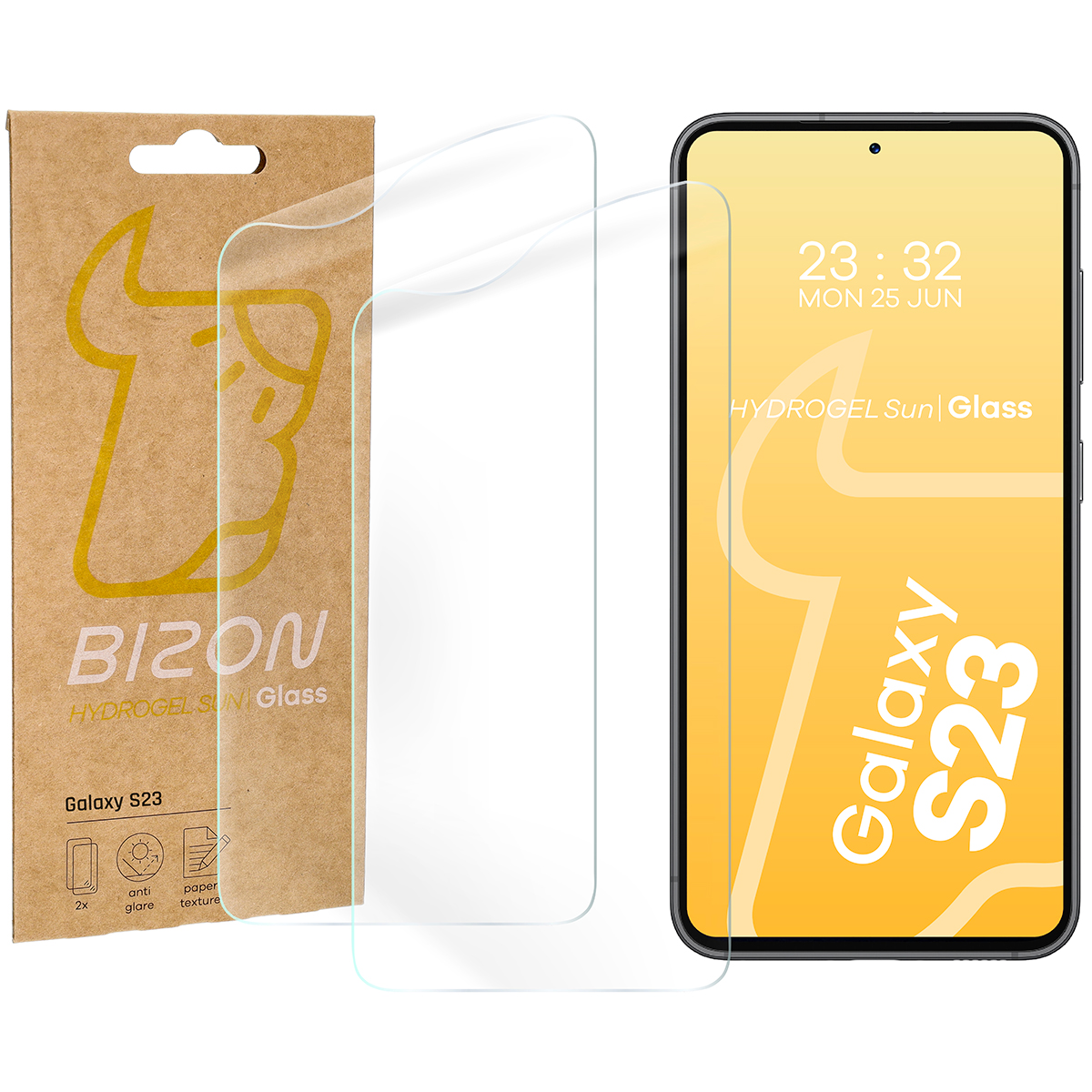 Folia matowa na ekran Bizon Glass Hydrogel Sun do Galaxy S23, 2 sztuki