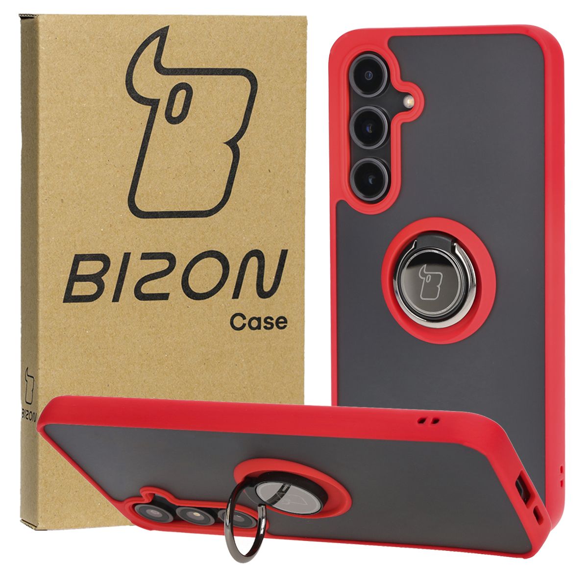 Etui z uchwytem na palec Bizon Case Hybrd Ring do Galaxy S24 FE