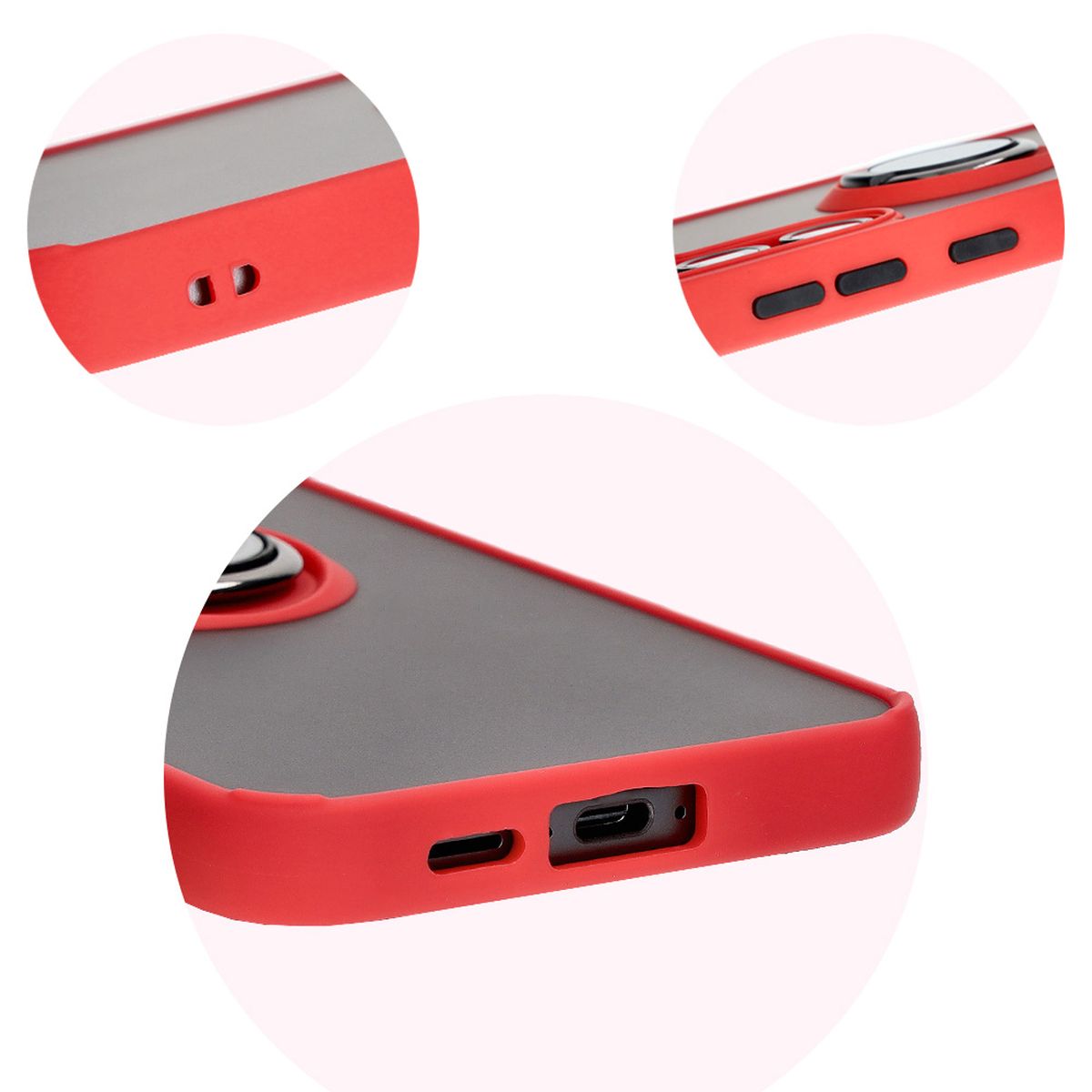 Precyzyjne wycięcia, zintegrowane osłony oraz wycięcie na smyczkę w etui Bizon Case Hybrid Ring