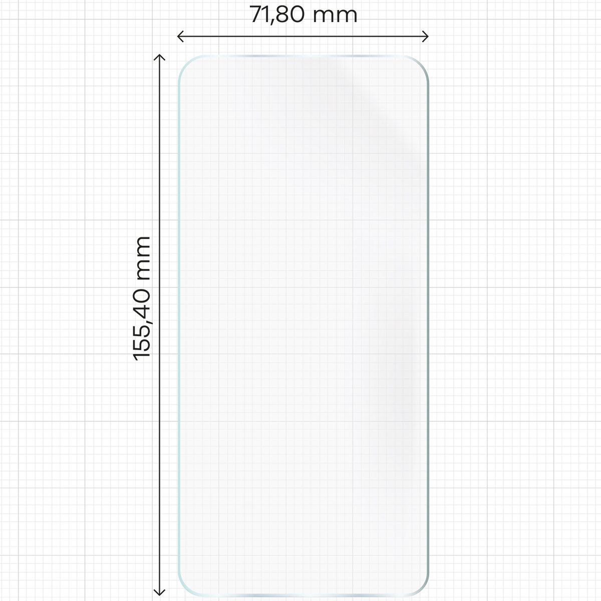 Wymiary dla folii hydrożelowej na ekran Bizon Glass Hydrogel Front