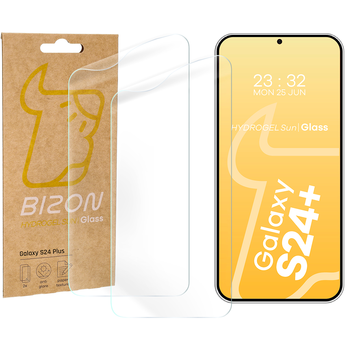 Folia matowa na ekran Bizon Glass Hydrogel Sun do Galaxy S24 Plus, 2 sztuki