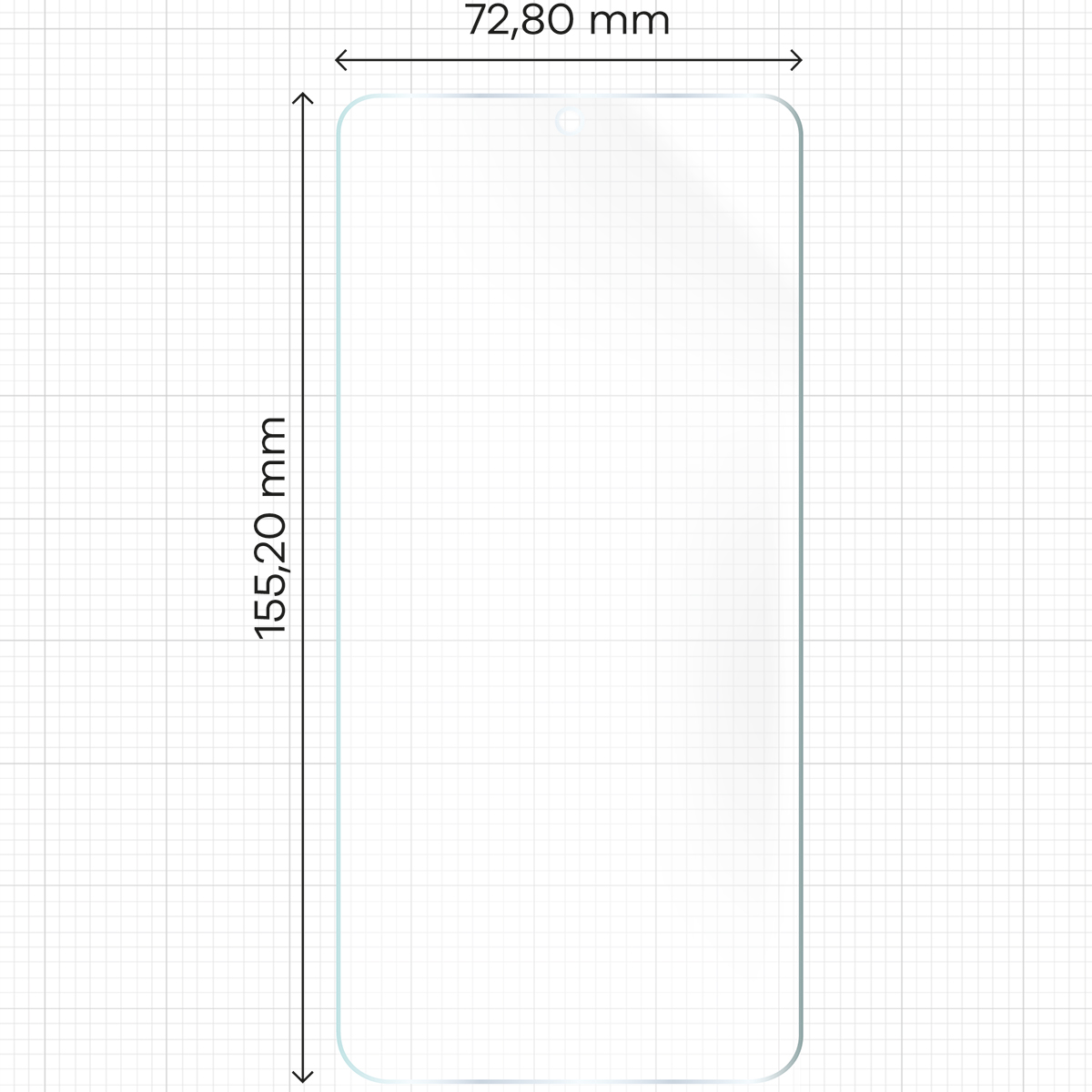 Miarka z wymiarami folii matowej Bizon Glass Film Sun Duo