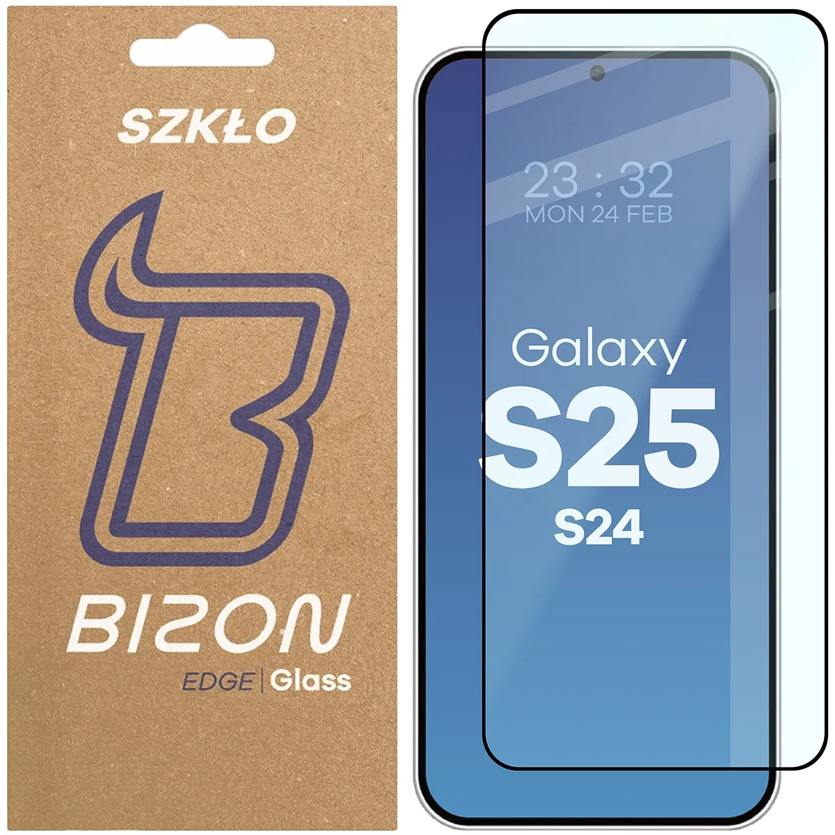 Szkło hartowane Bizon Glass Edge 2 do Samsung Galaxy S25 / S24, czarna ramka