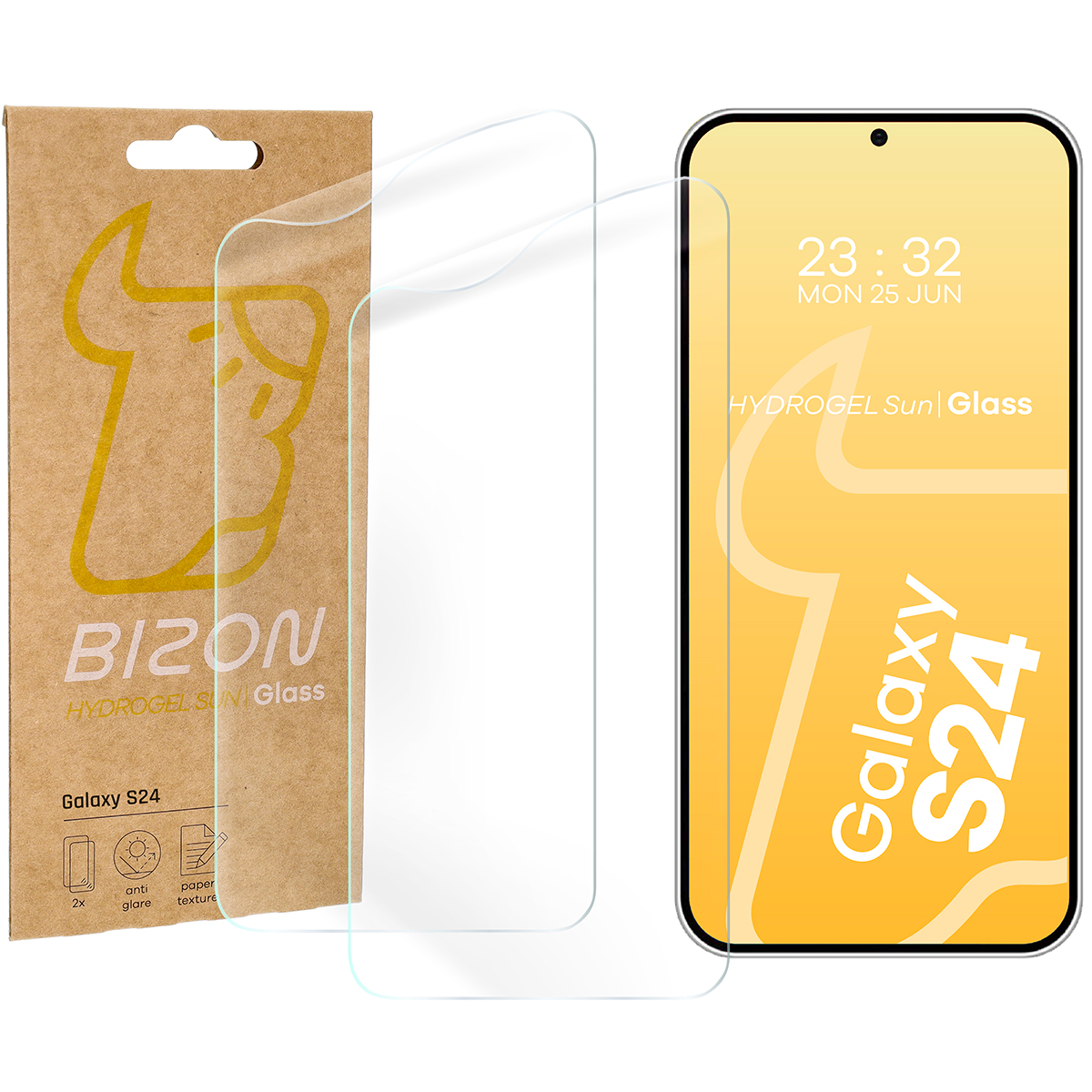 Folia matowa na ekran Bizon Glass Hydrogel Sun do Galaxy S24, 2 sztuki