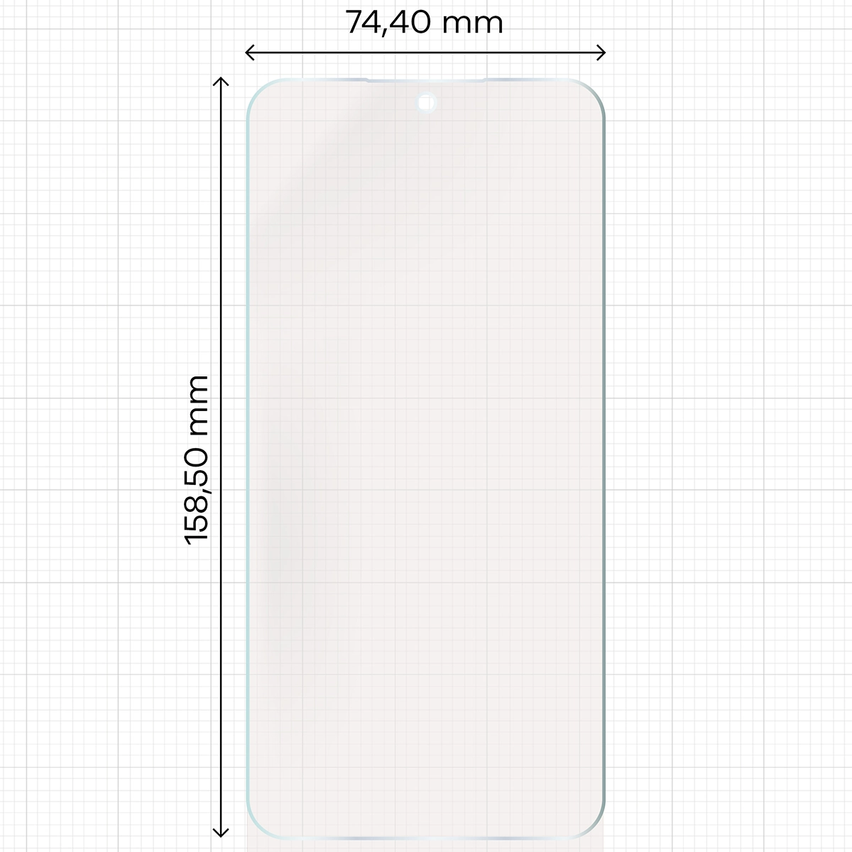 Miarka z wymiarami folii matowej Bizon Glass Film Sun do Samsung Galaxy S25 FE