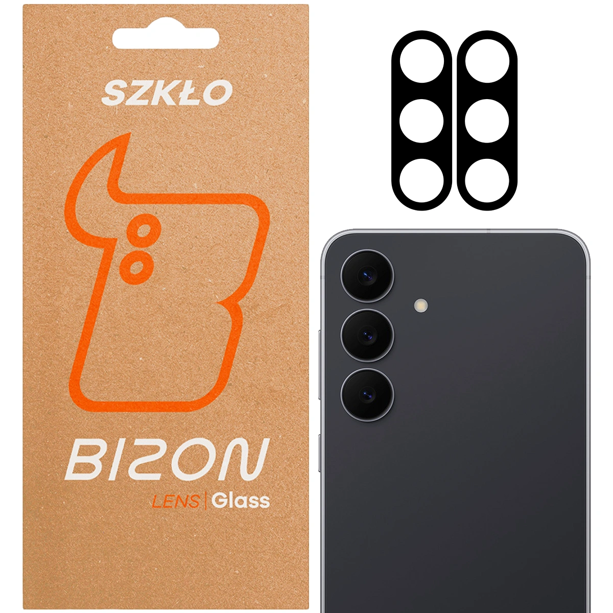 Pudełko i 2 sztuki szkła na aparat Bizon Glass Lens do Samsung Galaxy S25 FEi