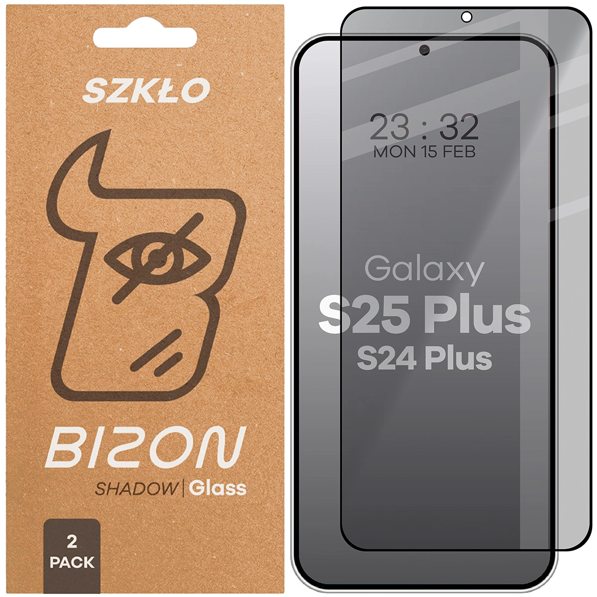 Szkło prywatyzujące Bizon Glass Edge Shadow Duo do Samsung Galaxy S25 Plus / Samsung Galaxy S24 Plus