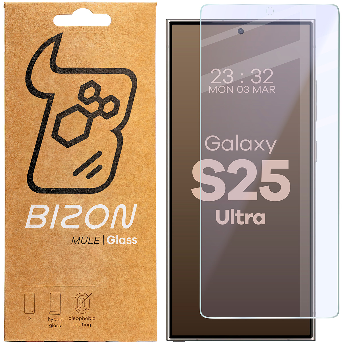 Szkło hybrydowe na ekran Bizon Glass Mule do Samsung Galaxy S25 Ultra