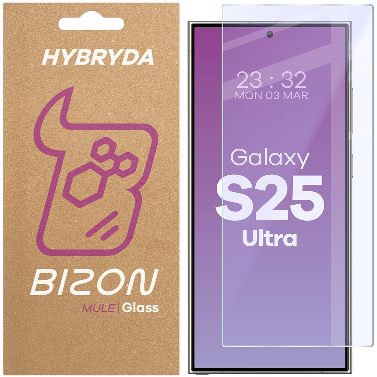 Szkło hybrydowe na ekran Bizon Glass Mule do Samsung Galaxy S25 Ultra