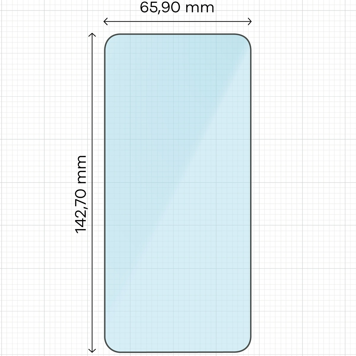 Miarka z wymiarami szkła hartowanego Bizon Smart Glass do Samsung Galaxy S25