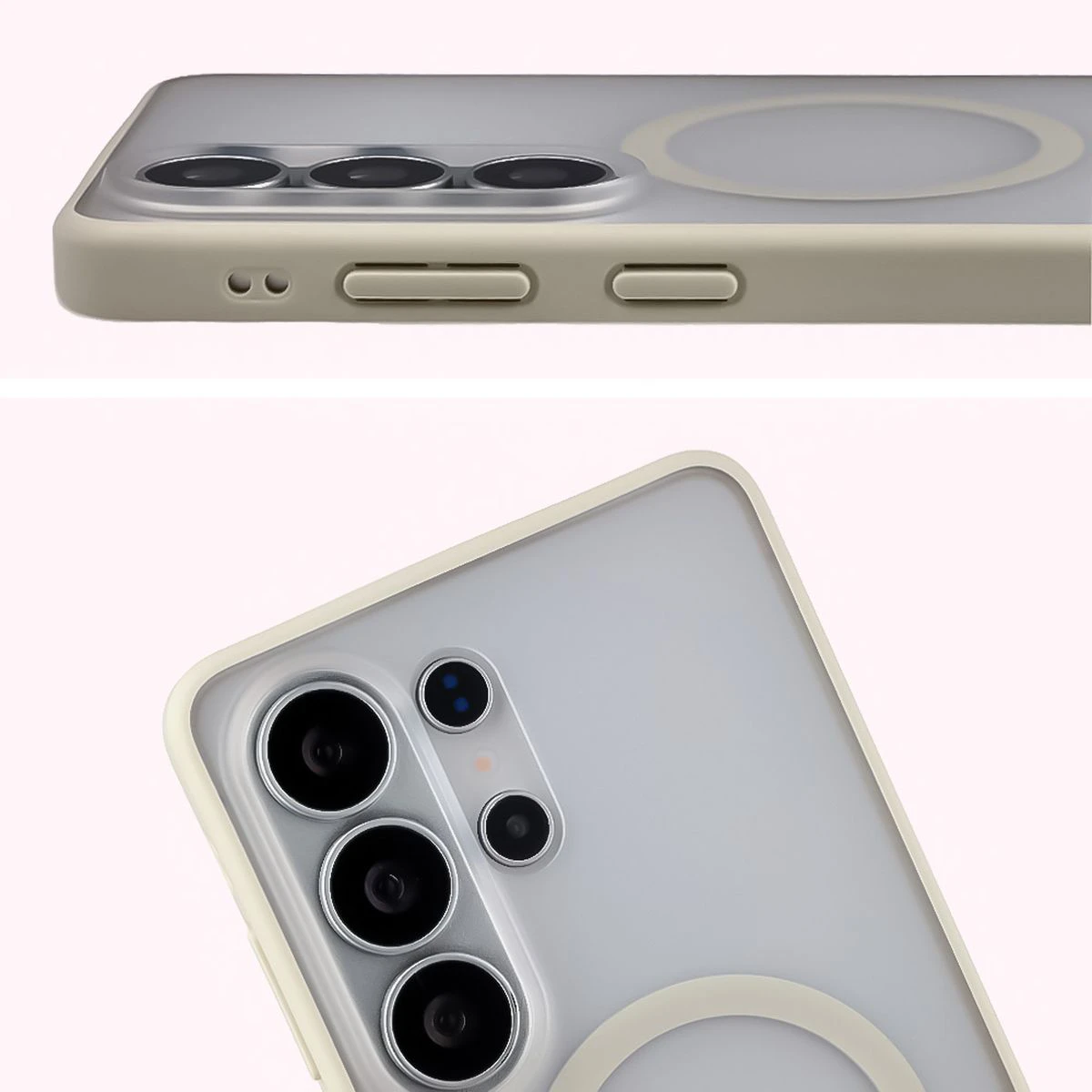 Pełne wycięcie i podwyższone krawędzie aparatu w etui Bizon Case MatteO do Samsung Galaxy S26 Ultra