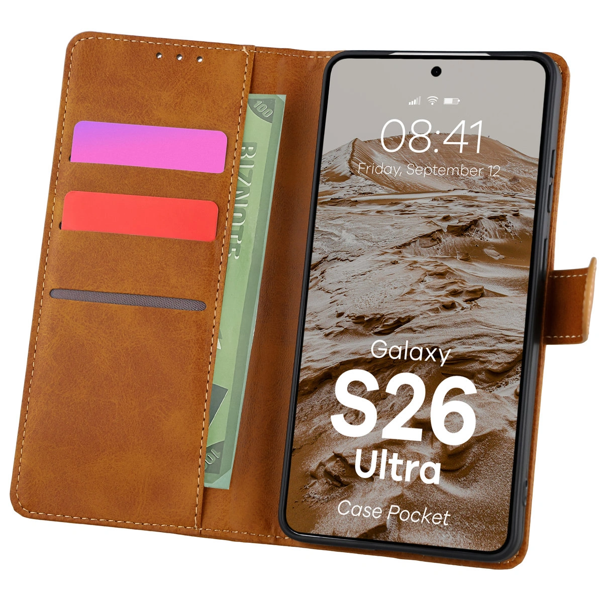 Etui z klapką z miejscem na karty Bizon Case Pocket do Samsung Galaxy S26 Ultra