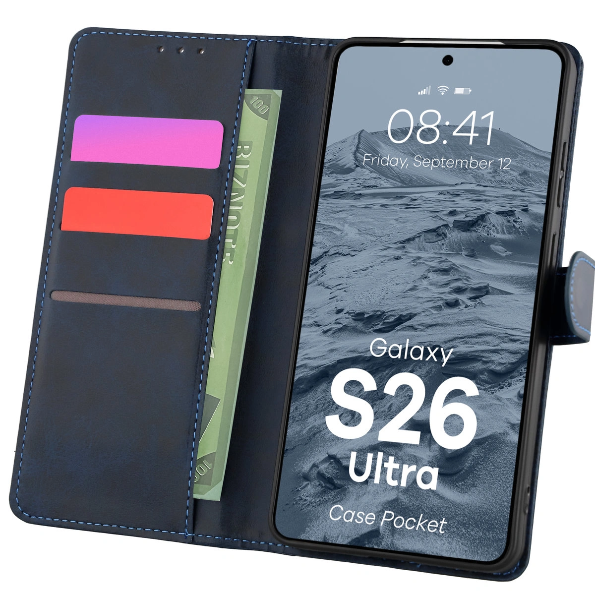 Etui z klapką z miejscem na karty Bizon Case Pocket do Samsung Galaxy S26 Ultra