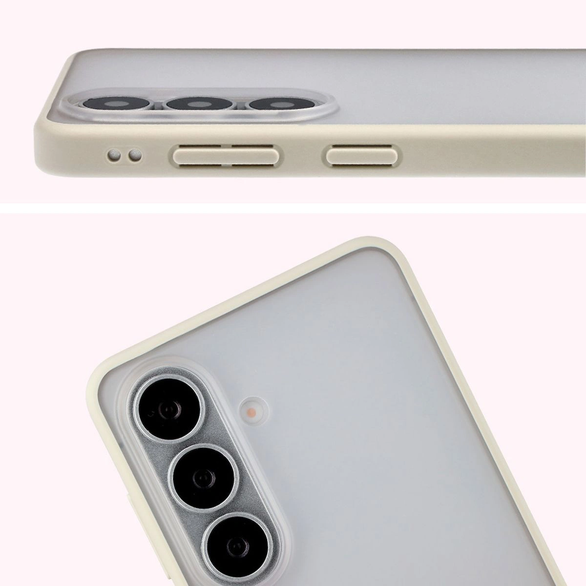 Pełne wycięcie i podwyższone krawędzie aparatu w etui Bizon Case Angelo do Samsung Galaxy S26