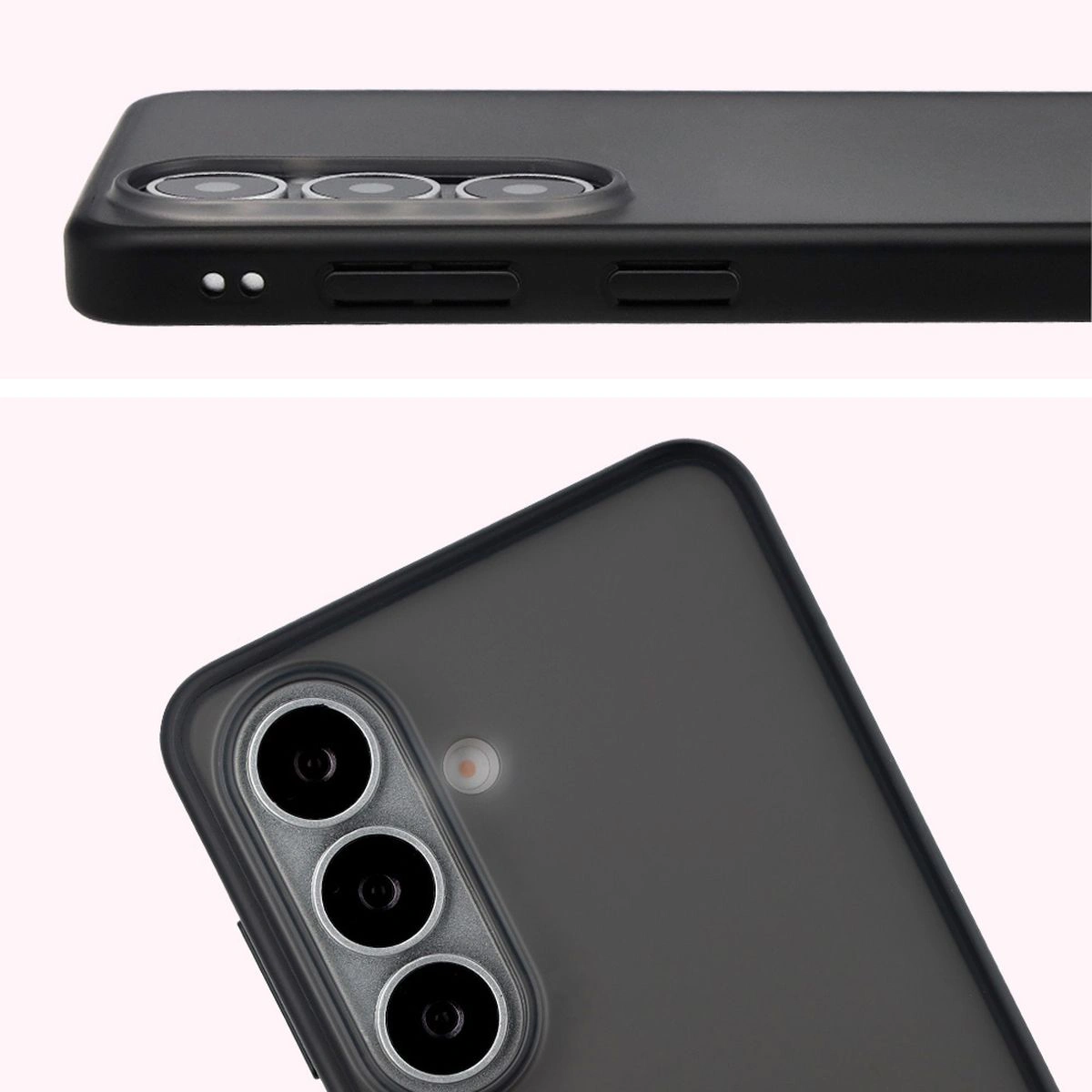 Pełne wycięcie i podwyższone krawędzie aparatu w etui Bizon Case Angelo do Samsung Galaxy S26